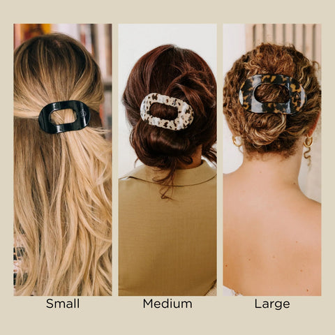 Jet Black Quilted Large Flat Round Hair Clip