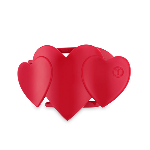 Red Heart to Heart Medium Flat Hair Clip